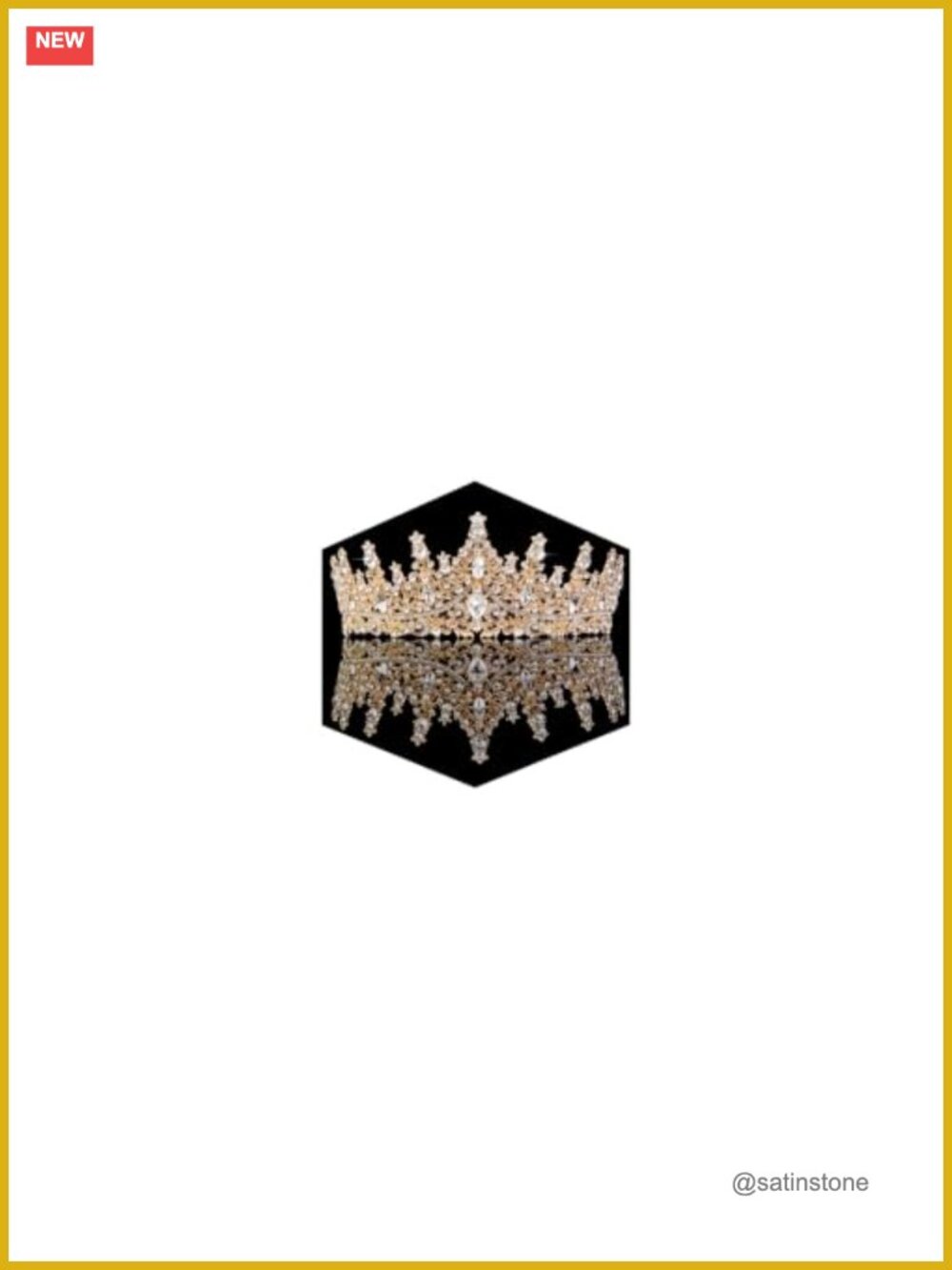 Gold Plated Crystal Tiara with Sash and Hairpin Holes for Weddings Birthdays